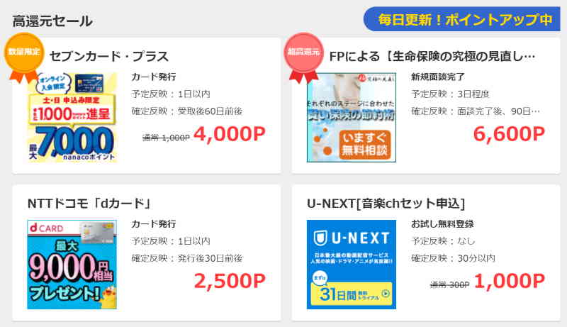 ショッピングやサービスで稼ぐ