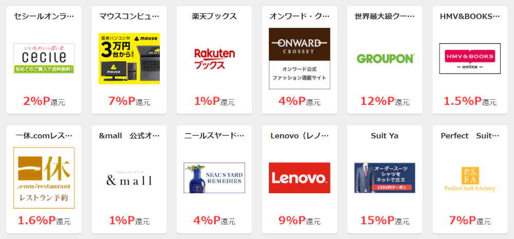 ショッピングやサービスで稼ぐ